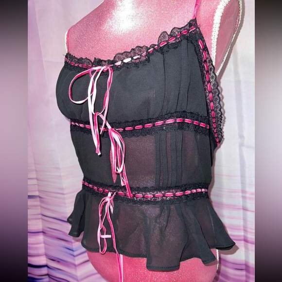 urban outfitters tie up mesh top - Picture 3 of 4